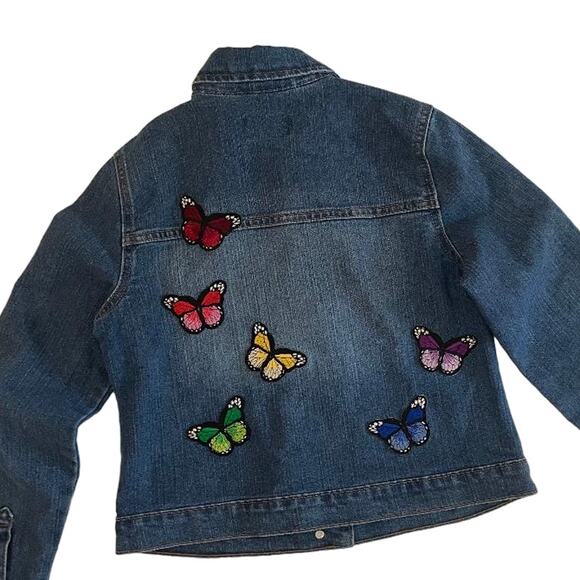 Daniella Erin NYC Girls Butterfly Patch Button Down Jean Jacket Size Large 10